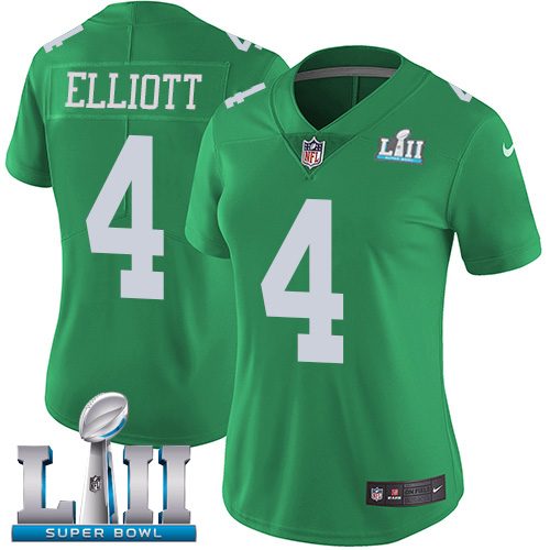 Nike Eagles #4 Jake Elliott Green Super Bowl LII Women's Stitched NFL Limited Rush Jersey - Click Image to Close